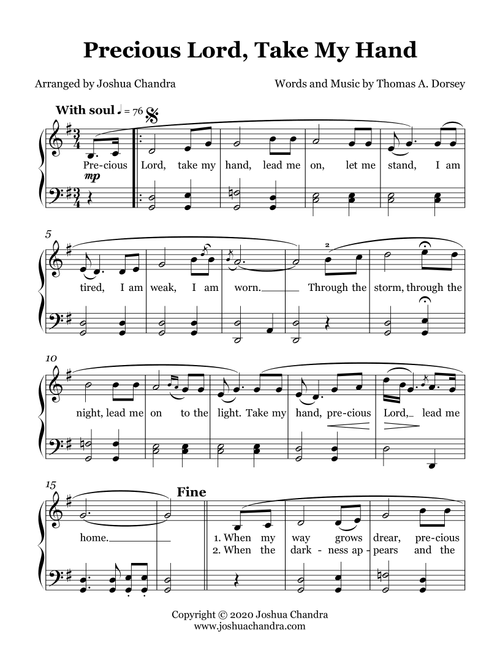 Precious Lord, Take My Hand (Arr. Joshua Chandra) - Thomas A Dorsey (Instrumental Duet)