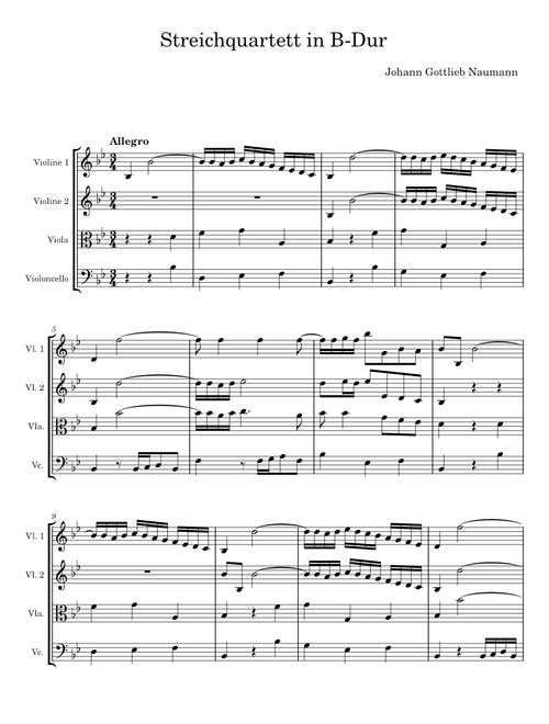 Streichquartett in B-Dur - Johann Gottlieb Naumann