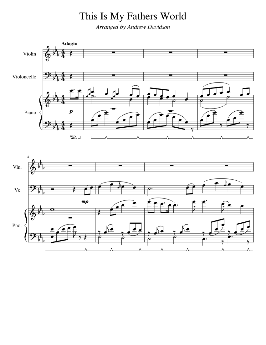 This Is My Fathers World Sheet music for Piano, Violin, Cello (String ...