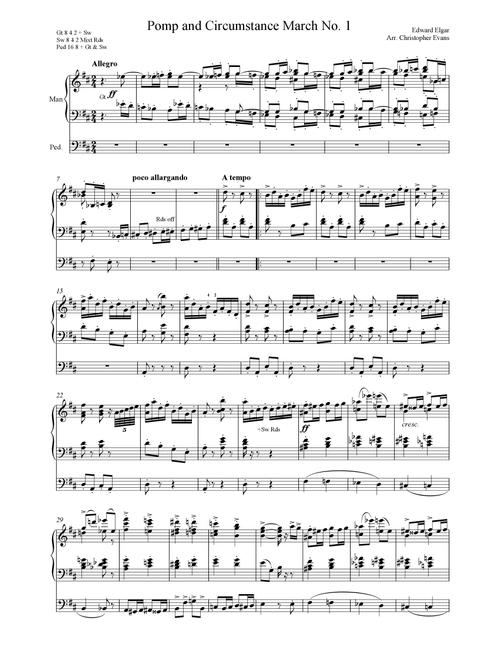 Pomp and Circumstance March No 1 arranged for organ solo (Arr. Christopher Evans) - Elgar (Instrumental Solo)