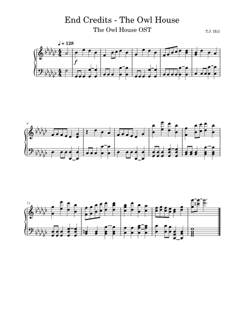 The Owl House End Credits – TJ Hill | Piano Solo