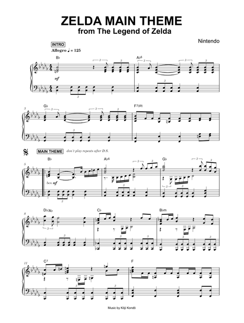 Zelda Main Theme (from The Legend of Zelda) - Nintendo (Piano)