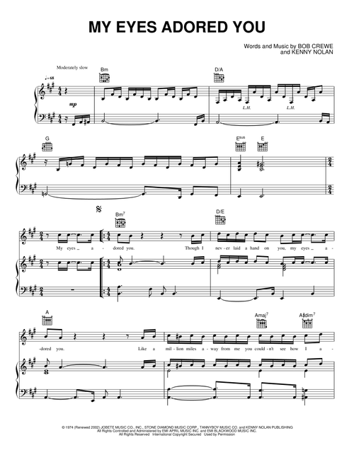 My Eyes Adored You - Frankie Valli (Piano-Vocal-Guitar)