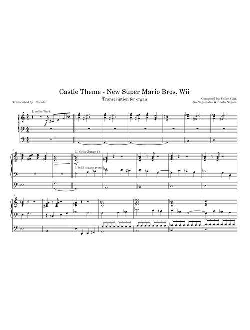 Castle Theme - New Super Mario Bros. Wii – Shiho Fujii (transcribed for organ)