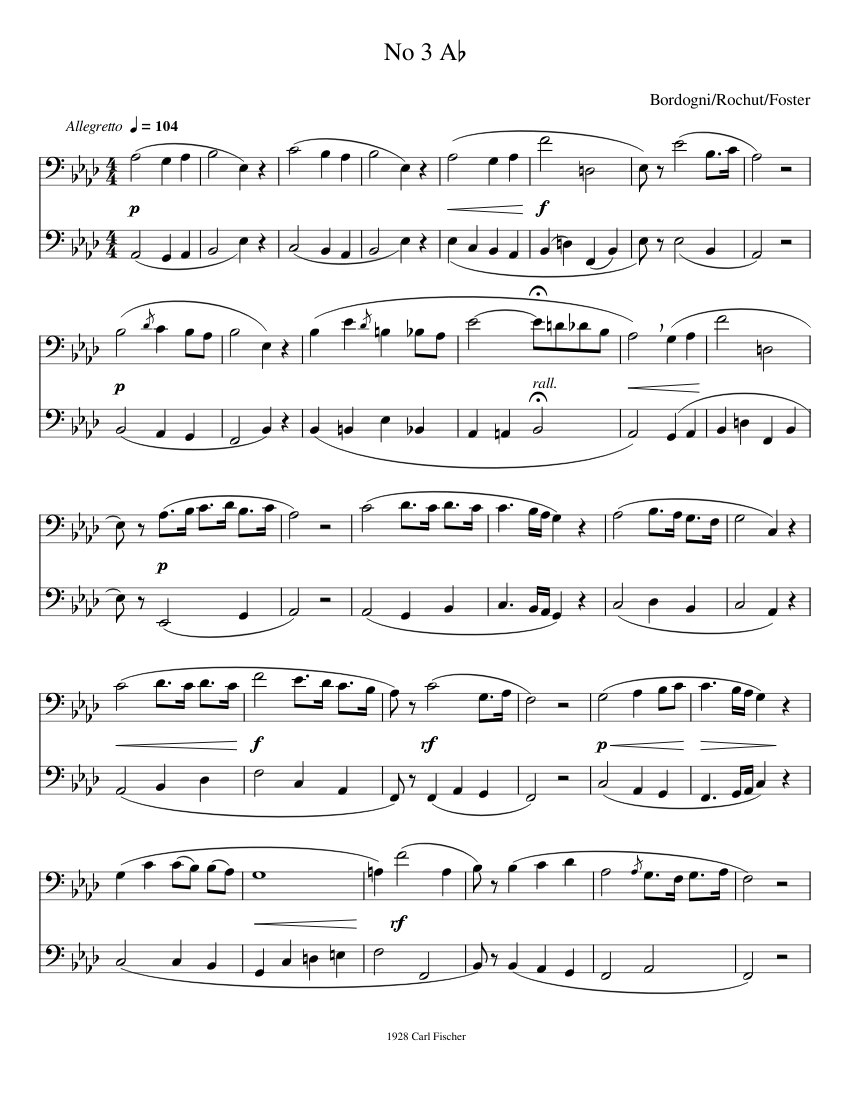 Melodious Etudes for Trombone Johannes Rochut Sheet music for Trombone Tuba Brass Duet Musescore