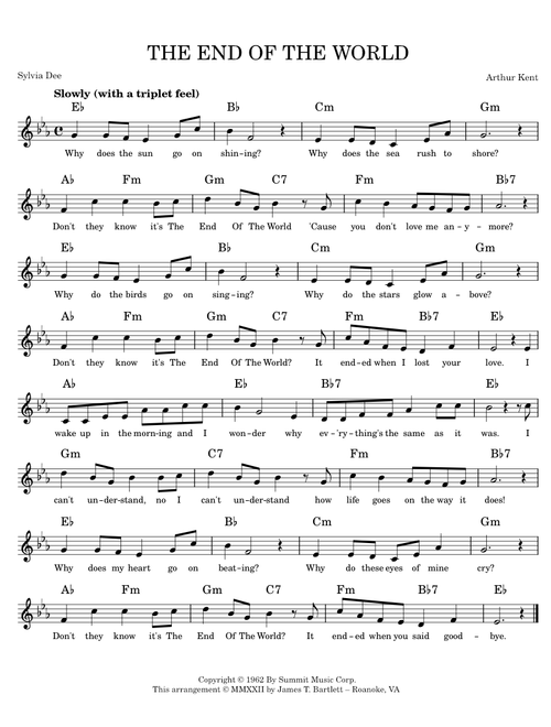 The End Of The World [lead sheet]