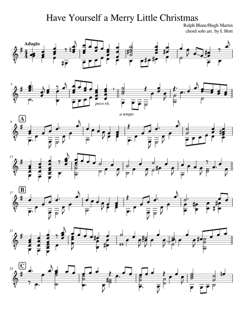 Have Yourself a Merry Little Christmas - Guitar Chord Solo Arrangement
