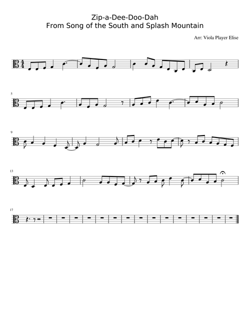 Viola Solo: Zip-a-Dee-Doo-Dah