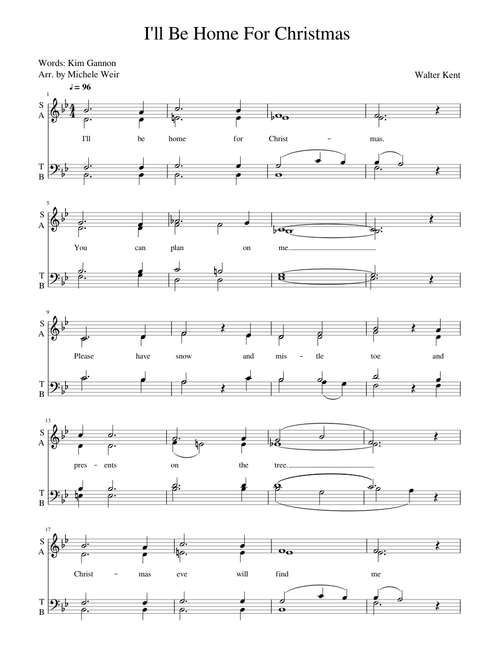 I ll Be Home For Christmas (SATB)