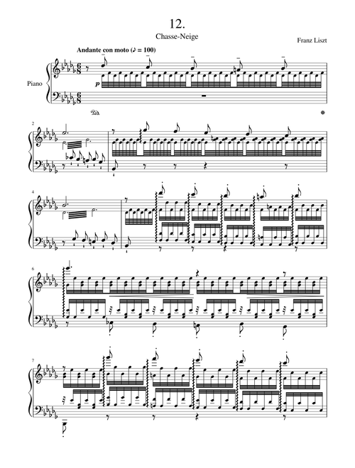 Liszt Transcendental Étude, "Chasse-Neige" S. 139 No. 12