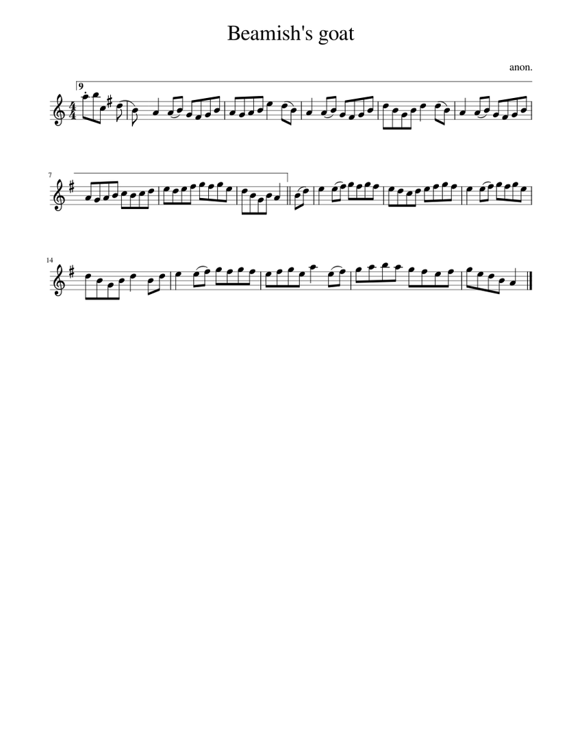 Beamish's goat Sheet music for Piano (Solo) | Musescore.com