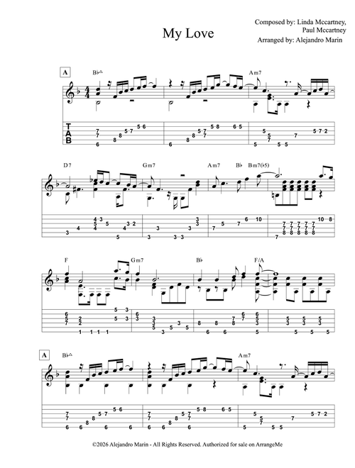 My Love (Arr. Alejandro Marin) - Paul Mccartney & Wings (Solo Guitar)