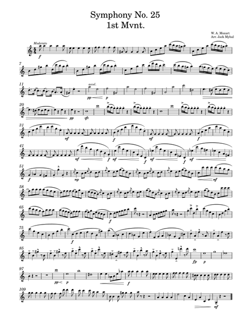 Symphony No. 25 K. 183 1st mvmt. (Arr. Jack Mybal) - Wolfgang Amadeus Mozart (Clarinet Solo)