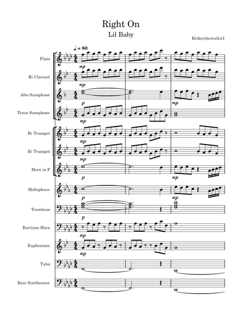 Lil Baby "Right On" Band Arrangement