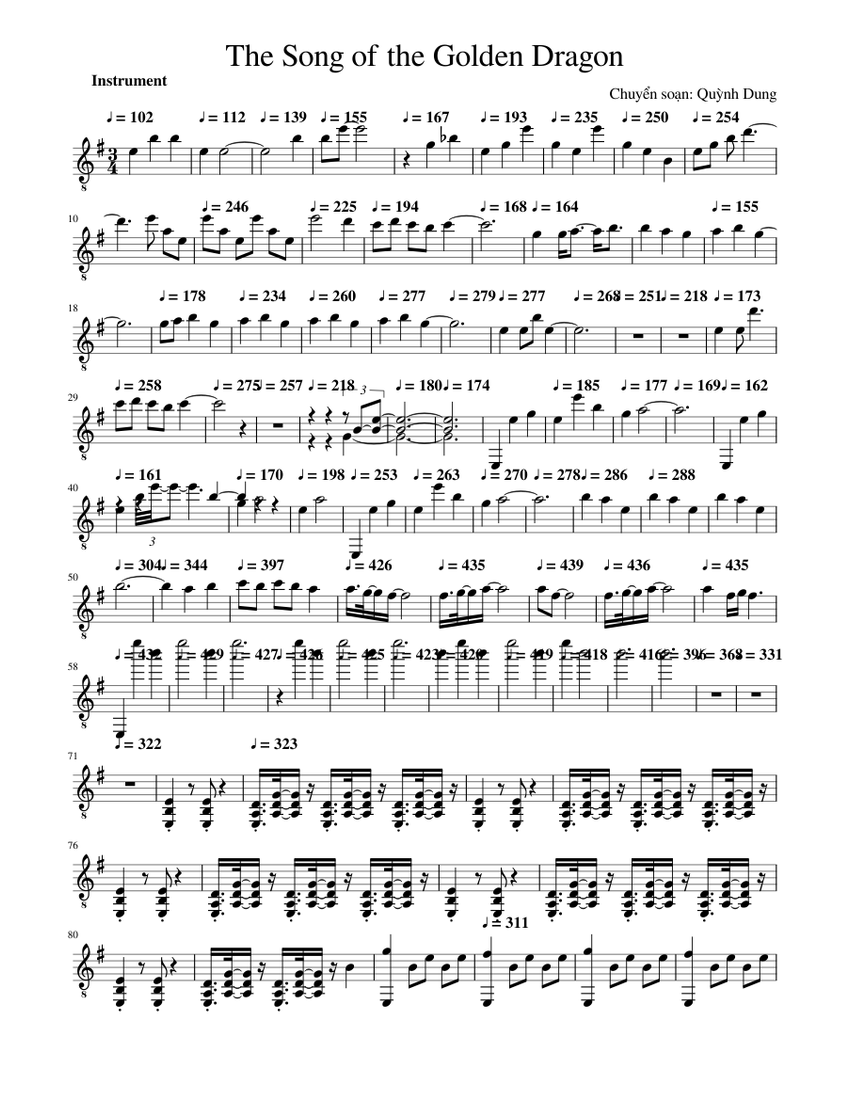 The Song Of The Golden Dragon Tab