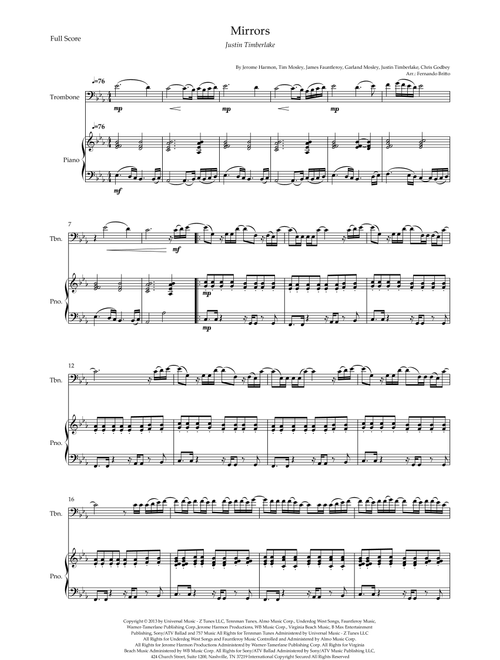 Mirrors (Arr. Fernando Britto) - Justin Timberlake (Trombone and Piano)