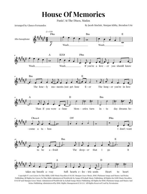 House Of Memories (Arr. Glauco Fernandes) - Madax (Alto Sax Solo)