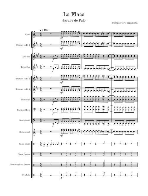 La flaca – Jarabe de Palo- Marching Band Arrangement