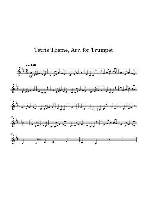 Tetris theme for Trumpet