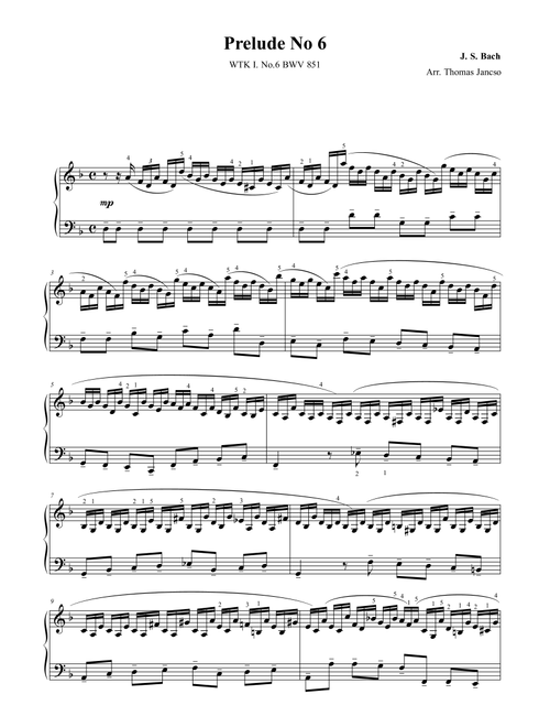 Prelude and Fugue in D minor BWV 851 (Arr. Thomas Jancso) - Johann Sebastian Bach (Piano Solo)