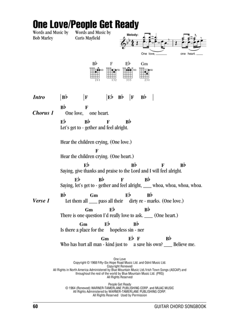 One Love - Bob Marley (Guitar Chords-Lyrics)
