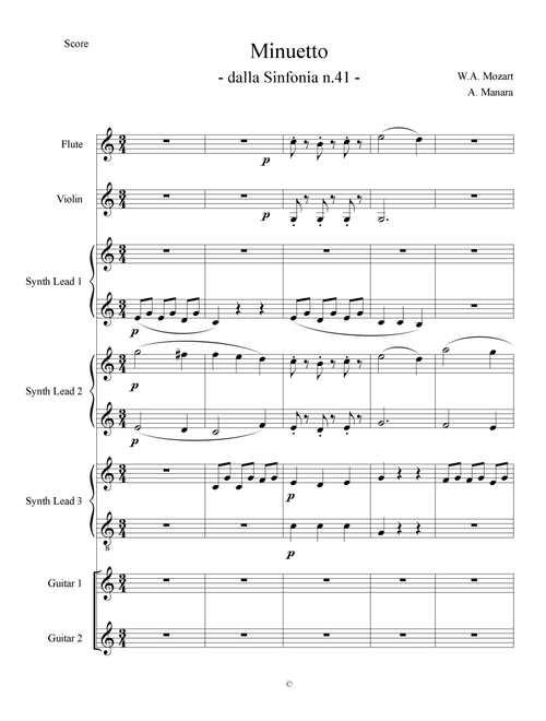 Minuetto from Simphony n.41 (trascr.) (Arr. Alessandro Manara) - W. A. Mozart (Small Ensemble)