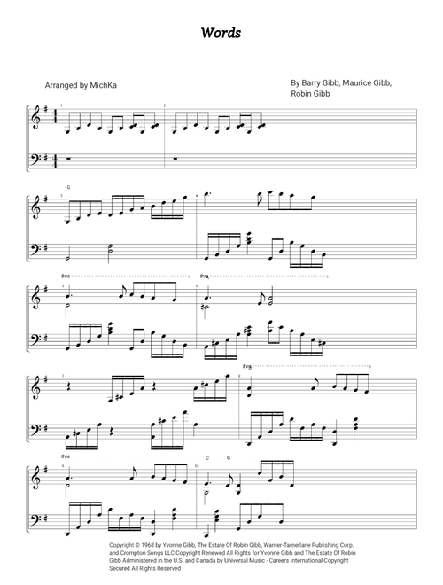 Words (Arr. MichKa) - Bee Gees (Piano Solo)
