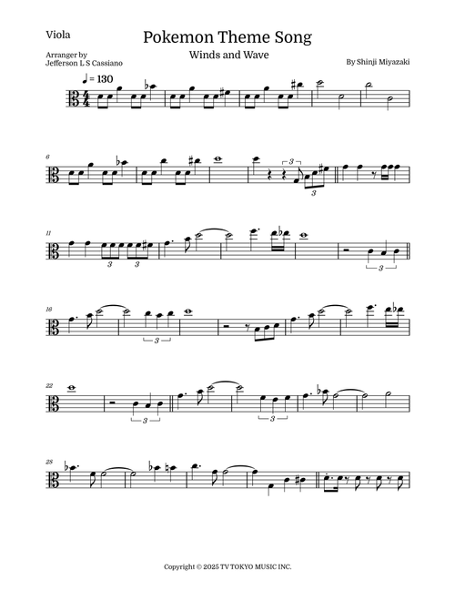 Pokemon (Arr. Jefferson LS Cassiano) - Shinji Miyazaki (Viola Solo)
