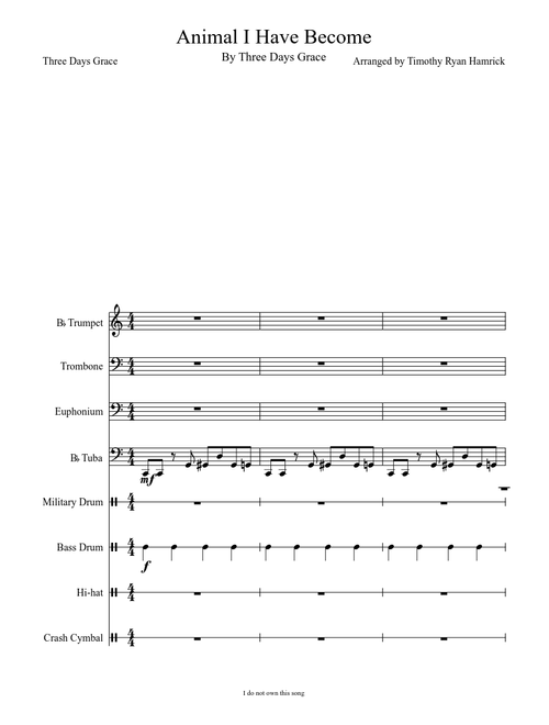 Animal I have Become For Small Brass Ensemble