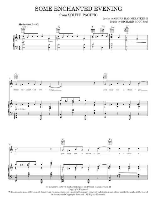 Some Enchanted Evening (from South Pacific) - Rodgers & Hammerstein, South Pacific Musical (Piano-Vocal-Guitar)