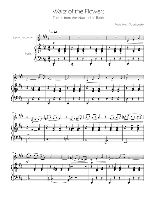 Waltz of the Flowers - The Nutcracker - Soprano Sax Solo w/Piano (Arr. Ygor Nunes) - Tchaikovsky (Soprano Sax Solo)