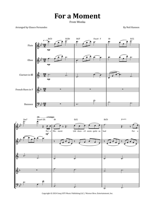 For A Moment (Arr. Glauco Fernandes) - Neil Hannon (Woodwind Ensemble)