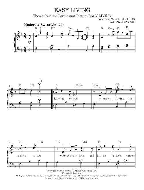 Easy living - Billie Holiday (Easy Piano)