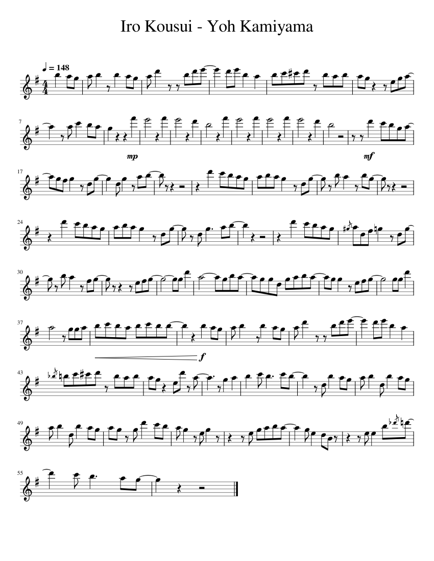 Iro Kousui – Horimiya OP. 1 Sheet Music for Flute (Solo