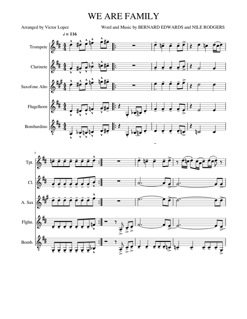 WE ARE FAMILY 1 Sheet music for Euphonium, Flugelhorn, Saxophone alto, other & more