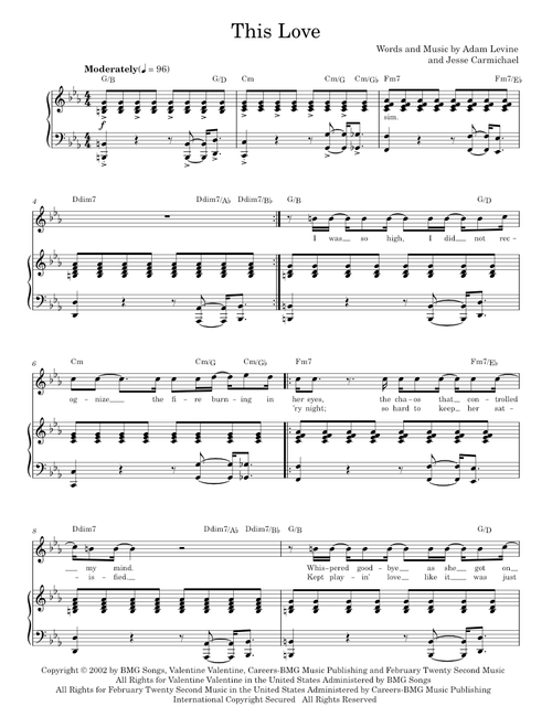 This love - Maroon 5 (Piano Vocal)
