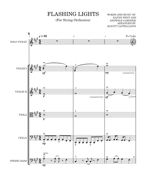 Flashing Lights by Kanye West arr. Eliott Castellanos (For String Orchestra)