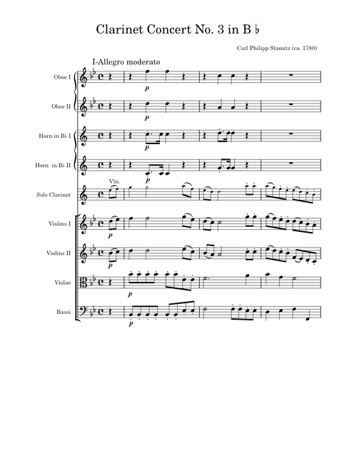 Clarinet Concerto No.3 in Bb, C. P Stamitz – Carl Philipp Stamitz