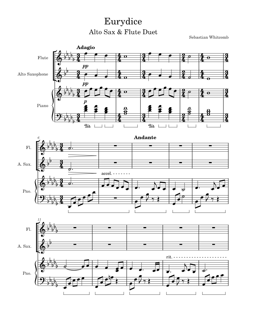 Eurydice - An Original Composition Sheet Music for Flute