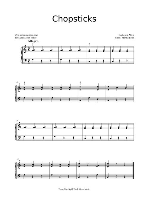 Chopsticks - Euphemia Allen || Easy piano