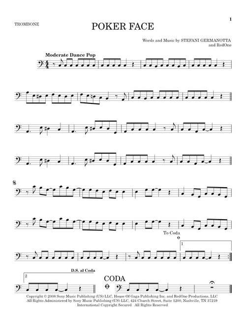 Poker Face - Lady Gaga (Trombone Solo)
