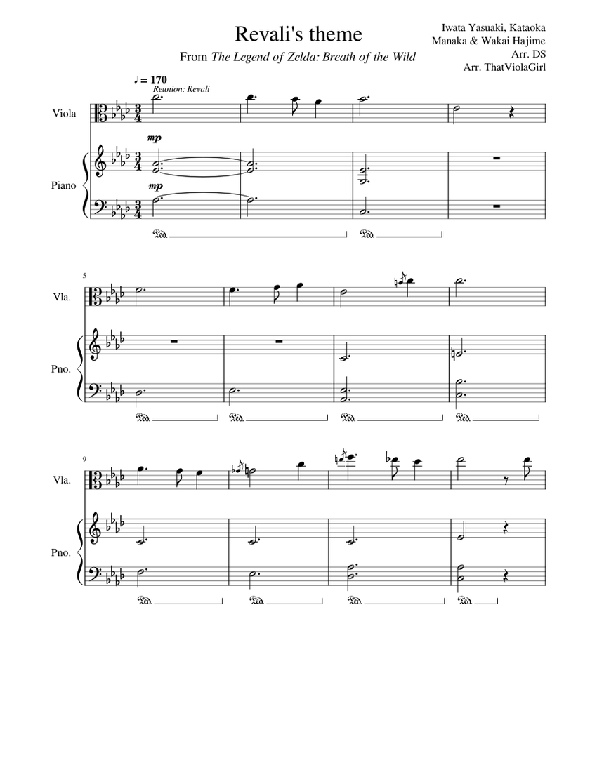 Revalis Theme Sheet Music For Piano Viola Mixed Duet