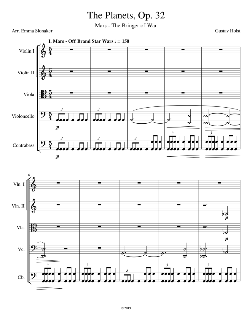 The Planets, Op. 32: I. Mars - the Bringer of War Sheet Music for