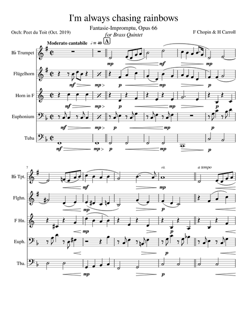I'm always chasing Rainbows - F Chopin, arr. H Carroll (Brass Quintet)