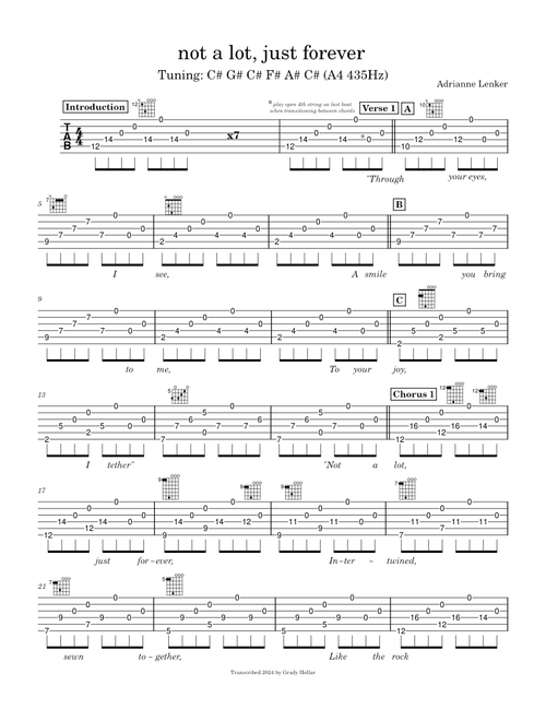 Adrianne Lenker - not a lot, just forever (TAB)