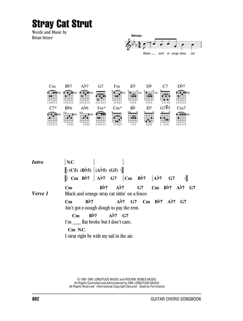 Stray Cat Strut - Stray Cats (Guitar Chords-Lyrics)