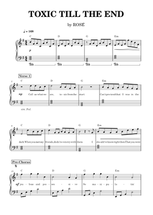 ROSÉ (BLACKPINK) - TOXIC TILL THE END [Piano Version] Sheet Music for ...