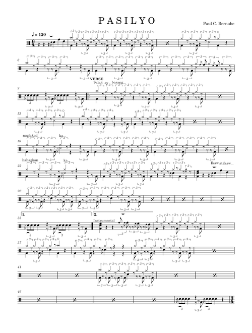 Pasilyo – Sunkissed Lola Pasilyo - Drum Chart