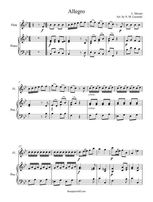 Allegro (Arr. Nick Lacanski) - Mozart, Leopold (Flute and Piano)