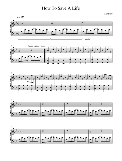 The Fray - How to Save a Life (Piano Accompaniment)